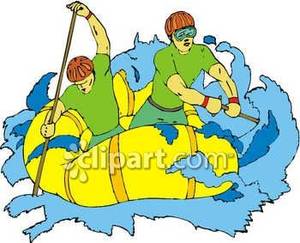 On A Raft Through Rough Whitewater Rapids Royalty Free Clipart Picture