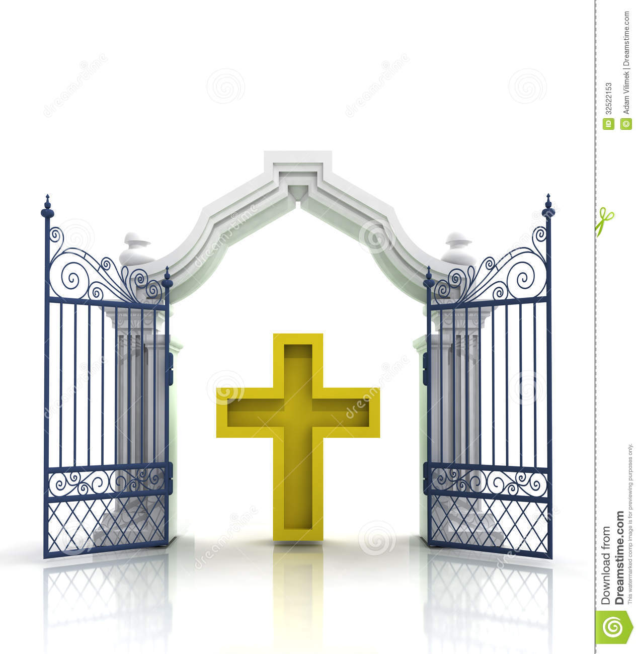 Open Baroque Gate With Golden Cross Stock Photos   Image  32522153