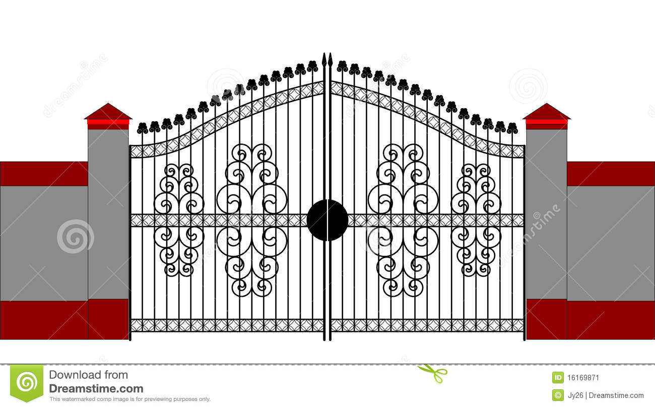 Ornate Smart Forged Iron Gate Accurate Drawing Sketch Of Editable