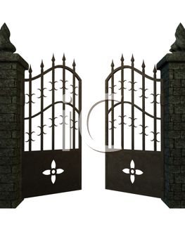 Picture Of A Iron Gate Partially Opened In A Vector Clip Art