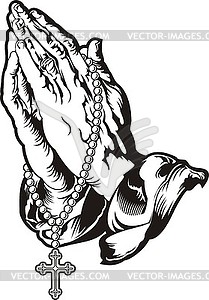 Praying Hands With Rosary Tattoo   Vector Clip Art