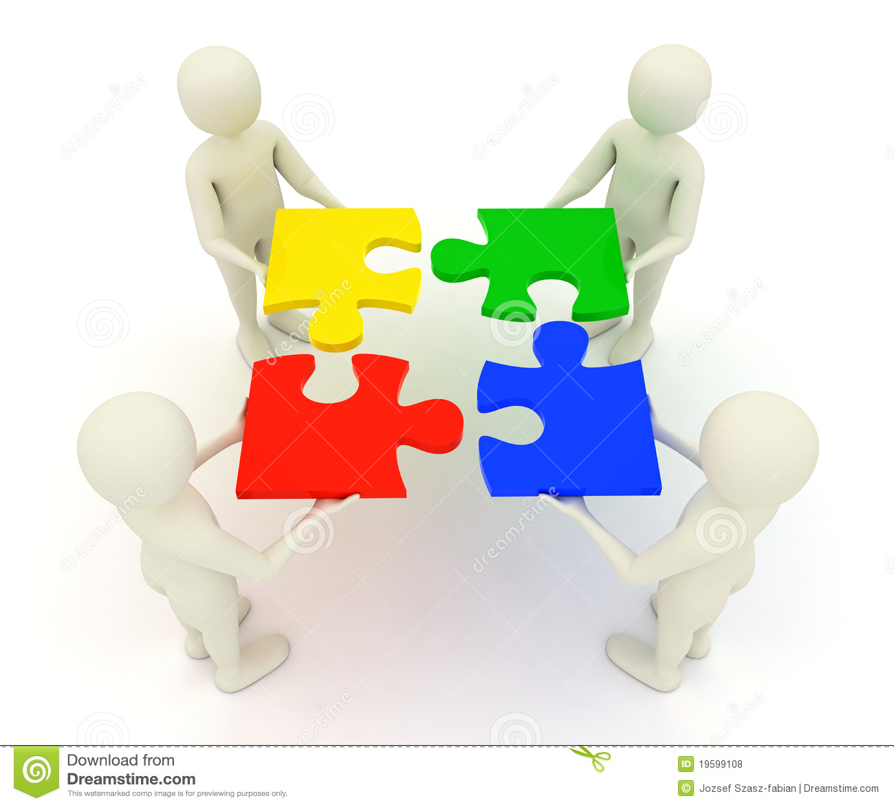 Royalty Free Stock Photos  3d Men Holding Assembled Jigsaw Puzzle