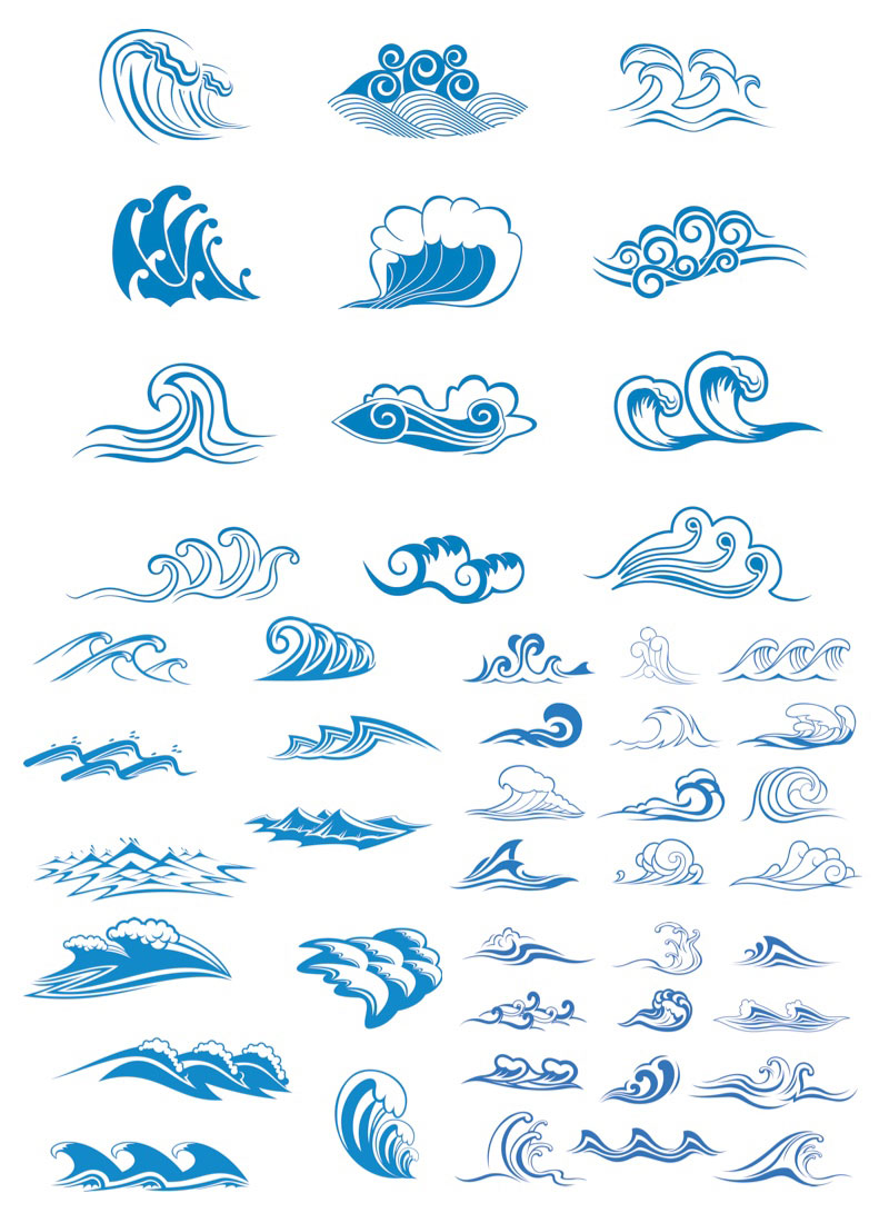 Set Of Vector Sea Wave Logos Templates For Your Summer Travel Or Sea    