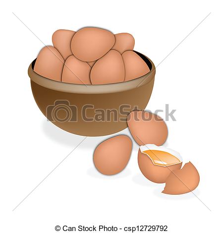 Vector   An Illustration Fresh Eggs In Brown Bowl   Stock Illustration
