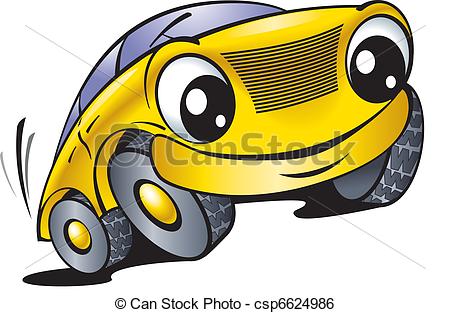 Vector   Funny Yellow Car   Stock Illustration Royalty Free