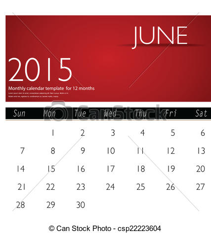 Vector   Simple 2015 Calendar June  Vector Illustration    Stock