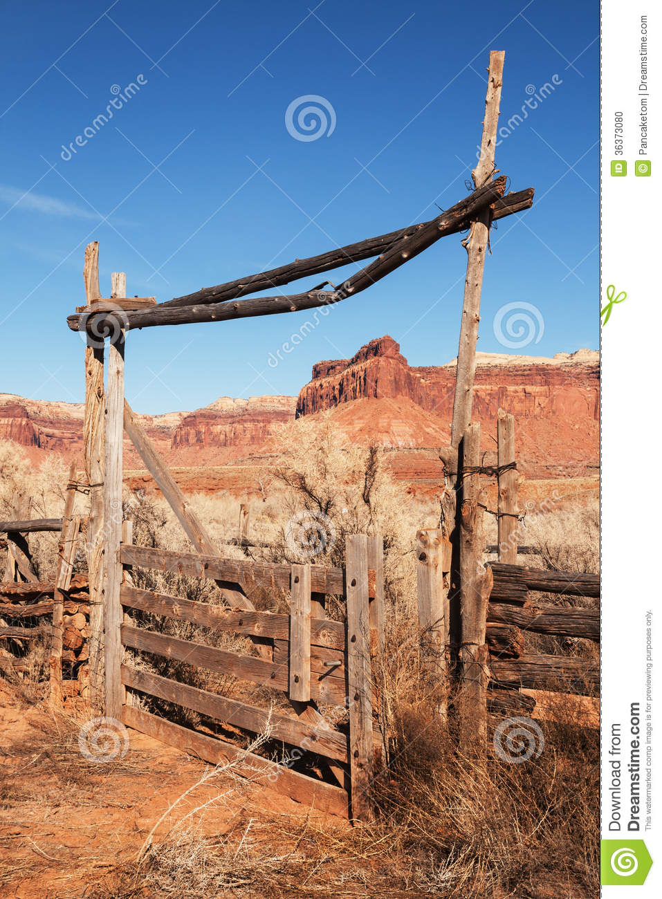 Vertical Image Of Old Western Ranch Gate In Indian Creek Utah 