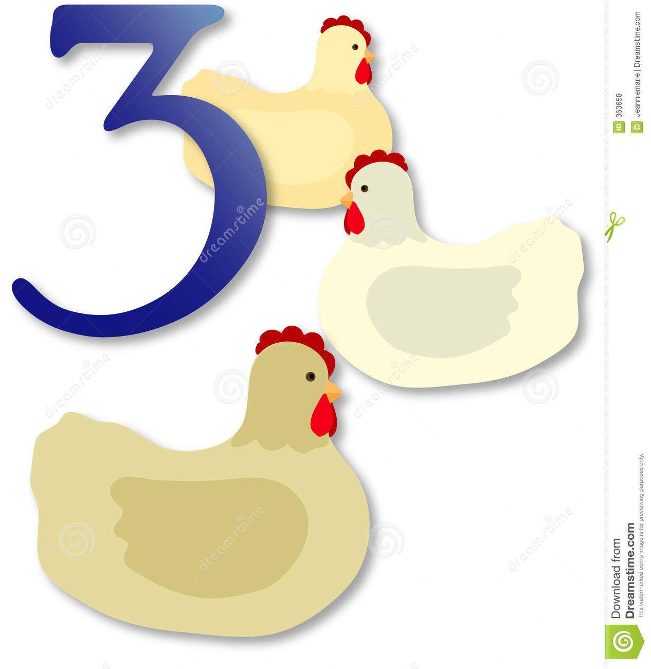 12 Days Of Christmas  3 French Hens Royalty Free Stock Photos   Image