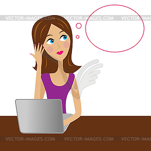 Business Woman Work In Office Dream   Vector Clipart