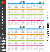 Calendar 2015 2018   Portuguese Calendar For Years