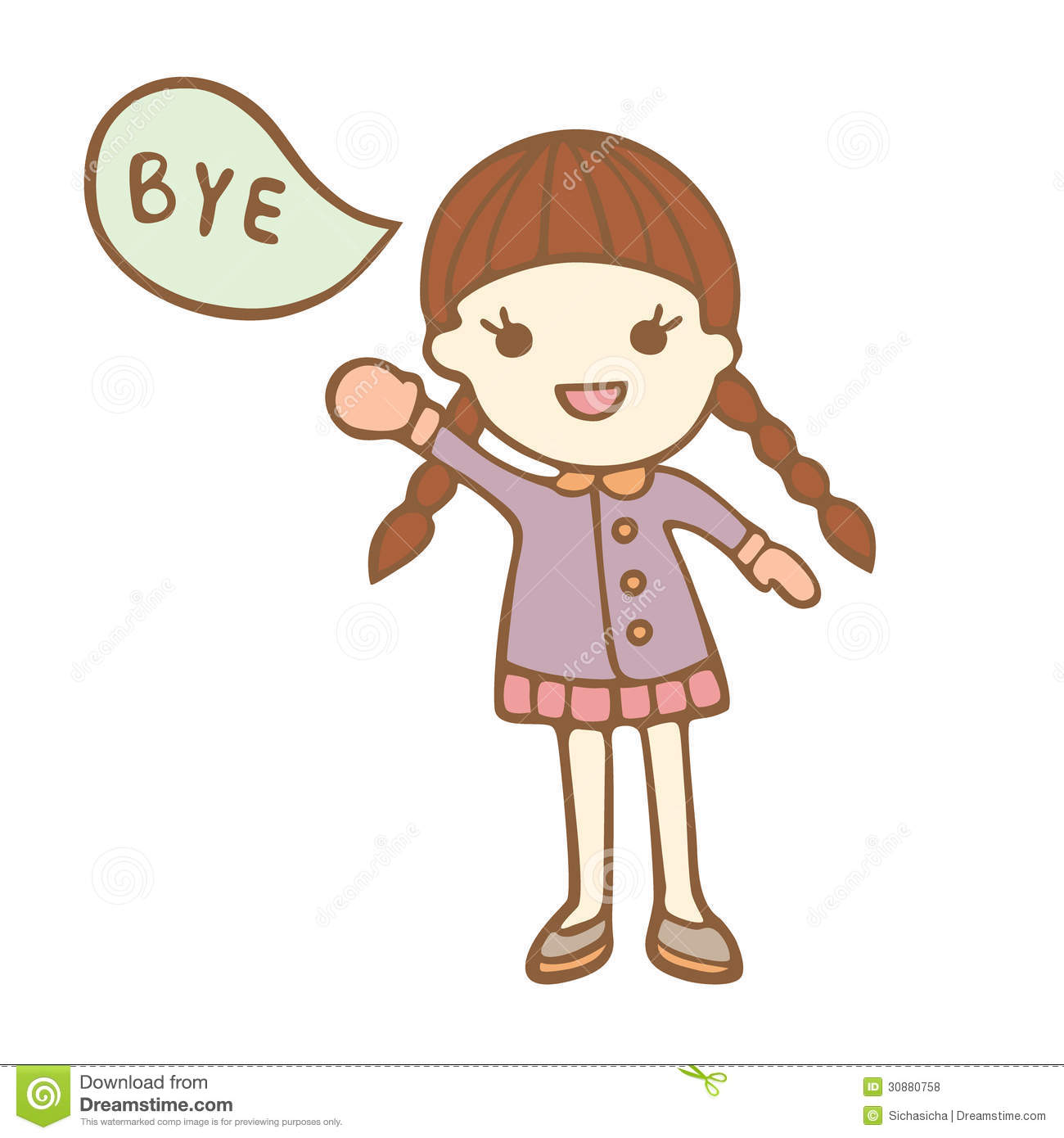 Cartoon Cute Girl Saying Bye Vector Illustration Mr No Pr No 2 3890 3