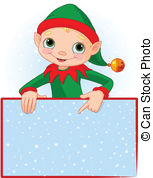 Christmas Elf Place Card   Christmas Elf Pointing Down To A   