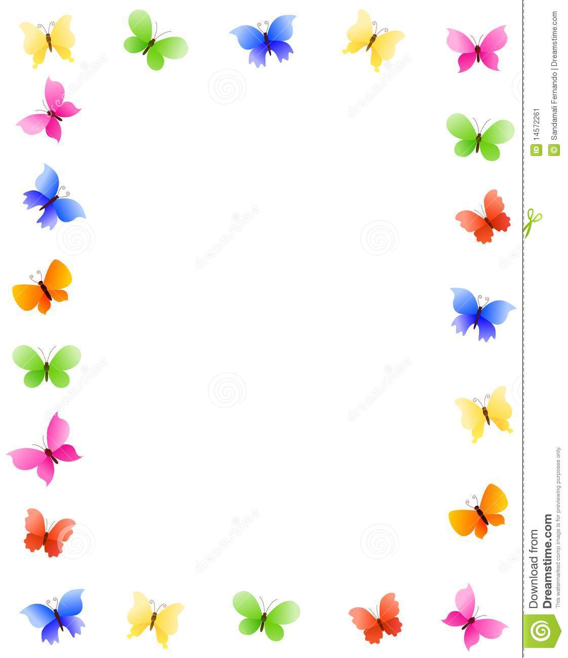 Colorful Butterflies Border   Frame   Background