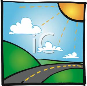 Country Road On A Sunny Day   Royalty Free Clipart Picture