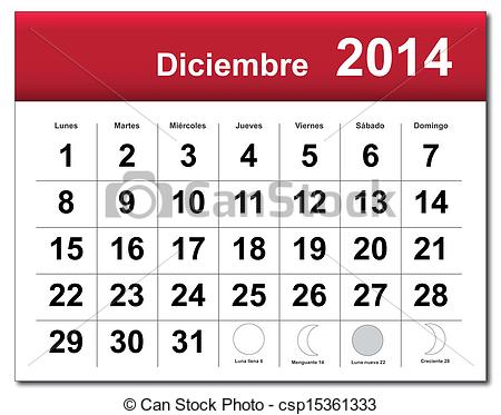 Eps10 Vector File  Spanish Version Of December 2014 Calendar  The Eps