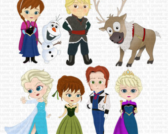 Frozen Clip Art Set Frozen Inspired Characters Clipart   Elsa Anna