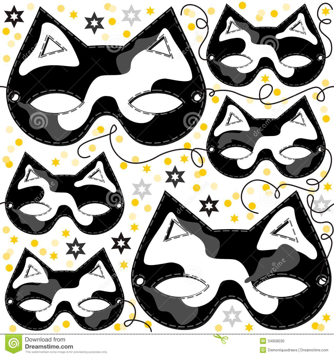 Gray White Black Pinto Cat Mask Animal Party Disgu Stock Photo   Image