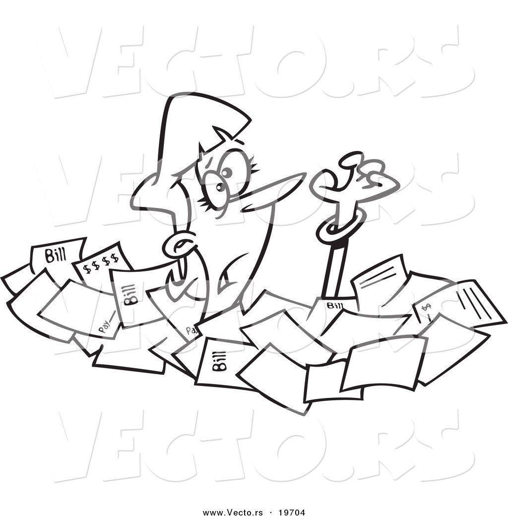 Larger Preview  Vector Of A Cartoon Businesswoman Drowning In Papers