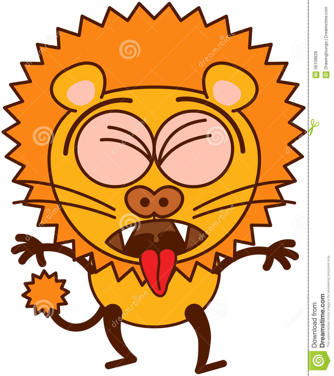 Lion In Minimalistic Style With Rounded Ears Bulging Eyes Sharp    