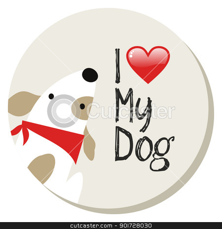 Love My Dog Label Stock Vector Clipart I Love My Dog Cartoon Design