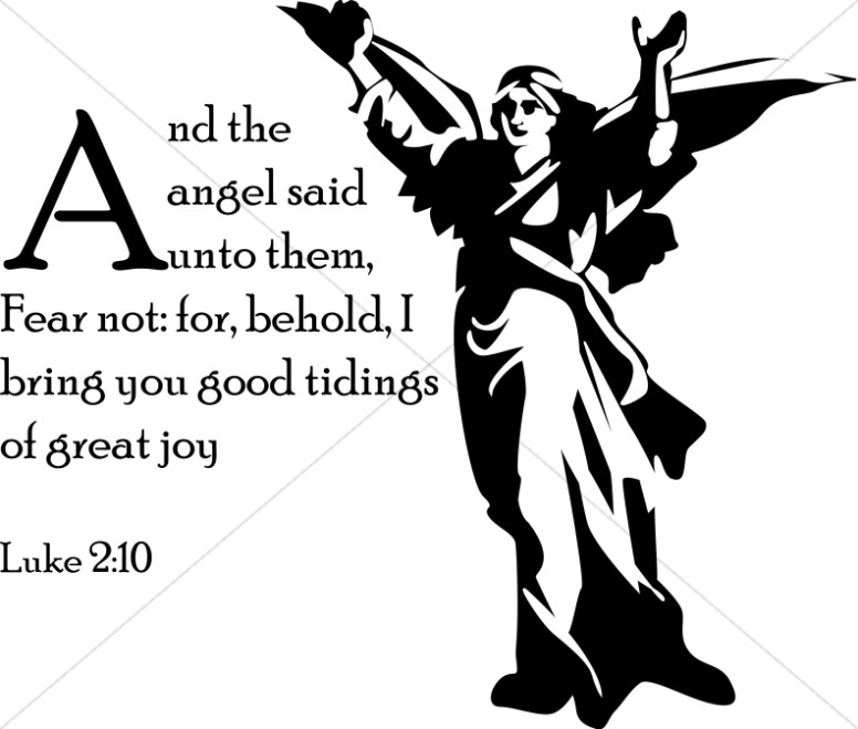 Luke 2 10 With Messenger Angel   Nativity Word Art