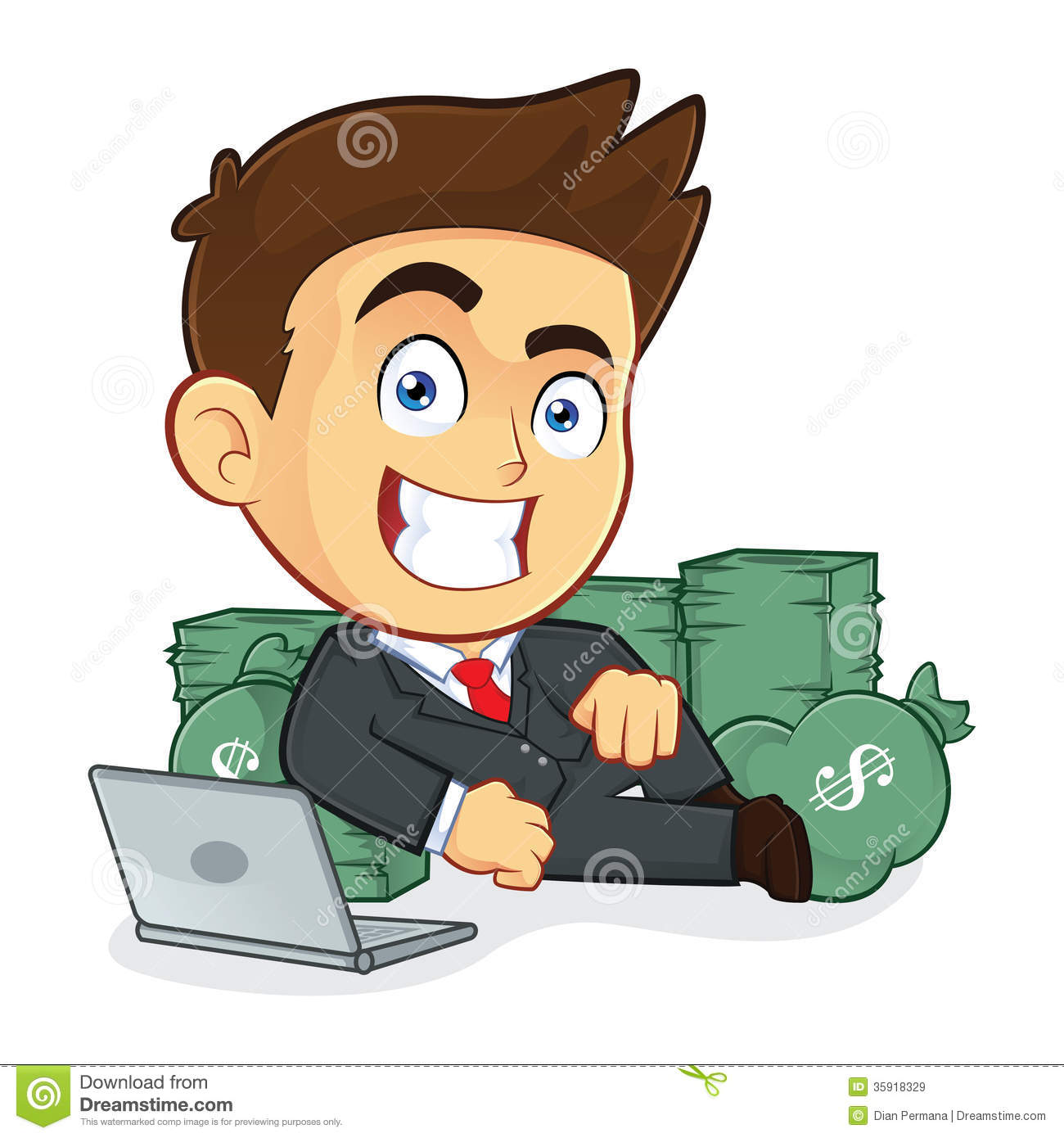 Rich Businessman Lie Around Cash Royalty Free Stock Images   Image