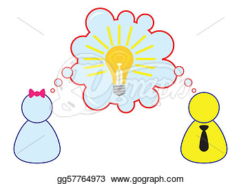 Sharing Ideas While Brainstorming Illustration In Vector  Clipart