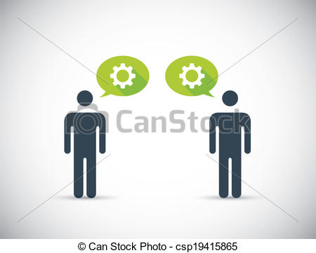 Vector   Two Humans Sharing Innovative Ideas   Stock Illustration