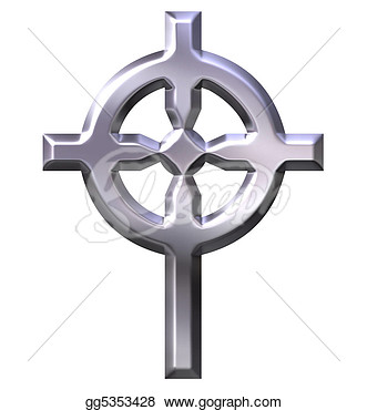     3d Silver Celtic Cross Isolated In White  Clipart Drawing Gg5353428