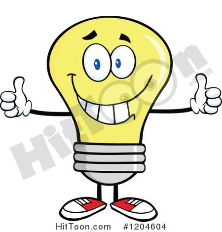 Bulb Mascot Holding Two Thumbs Up Royalty Free Vector Clipartjpg