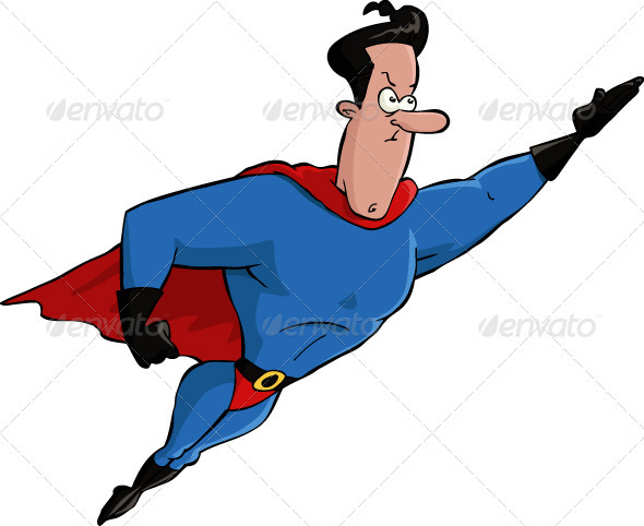 Cartoon Superhero  Isolated Object  No Transparency And Gradients Used    