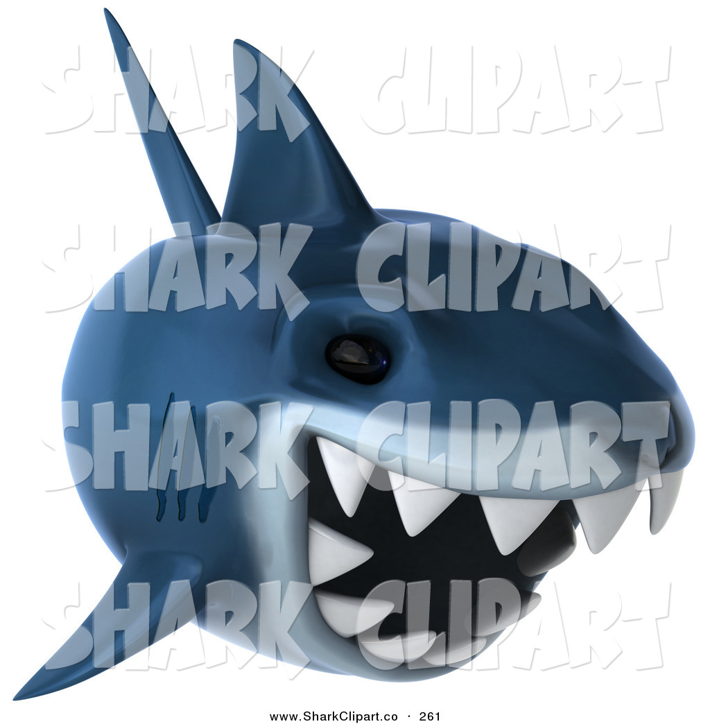 Clip Art Of A 3d Blue Shark Swimming Right With Sharp Teeth By Julos