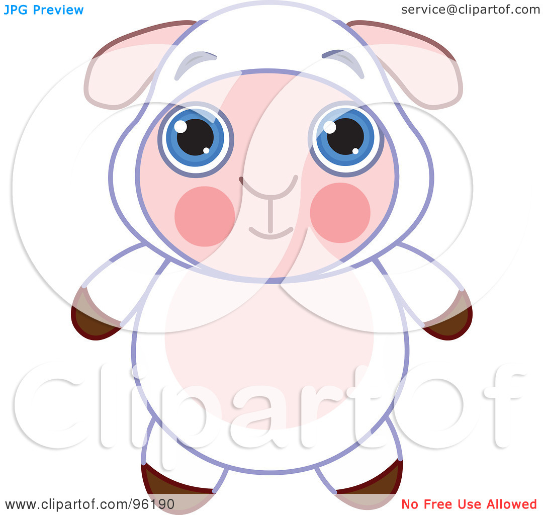 Clipart Illustration Of An Adorable Baby Sheep With Big Blue Eyes By