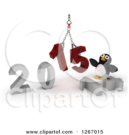 Clipart Of A 3d Penguin With A 2014 To New Year 2015 Wrecking Ball