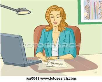 Clipart Of A Woman At Work In Front Of Her Computer Rga0041   Search
