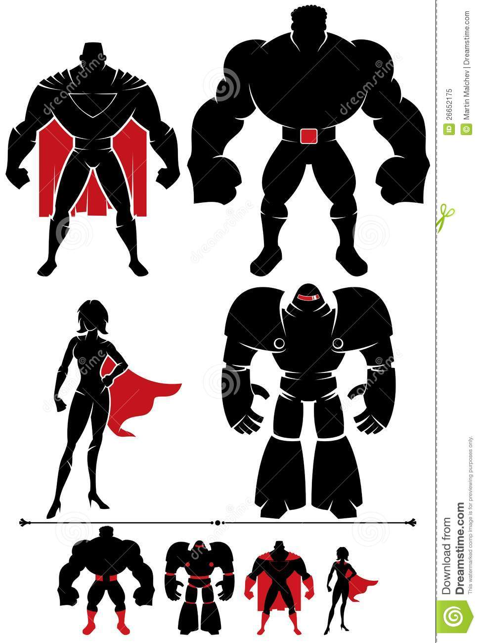 Different Superhero Silhouettes In 2 Versions Each 
