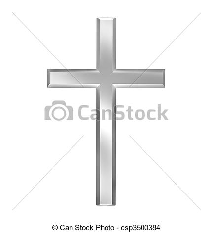Drawing Of Christian Cross   Silver Christian Cross Isolated Over    