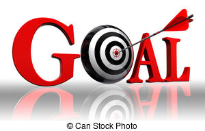 Goal Red Word And Conceptual Target With Arrow On White