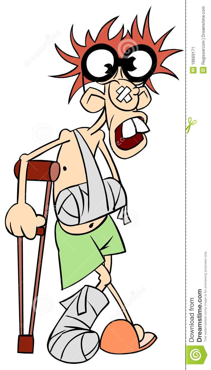 Ill Man With Crutches And Broken Leg And Arm  Stock Image   Image