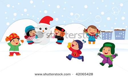 Kids Playing In Snow Clipart Children Playing With Snow
