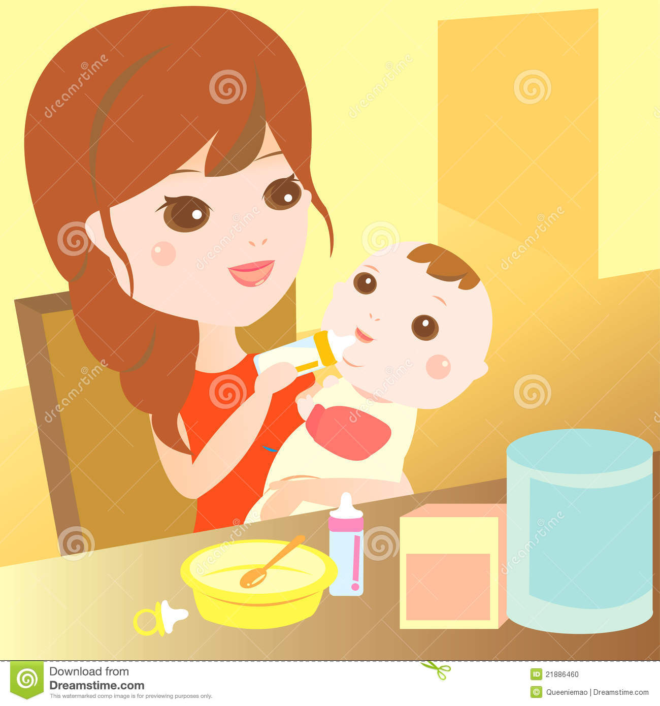 Mom Feeding Milk To Baby Stock Photo   Image  21886460