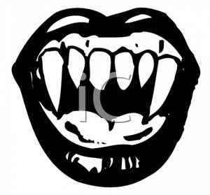 Of A Mouth With Sharp Teeth And Fangs   Royalty Free Clipart Picture
