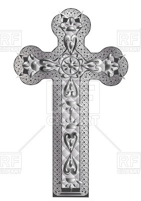 Old Silver Cross With Ornament Download Royalty Free Vector Clipart    