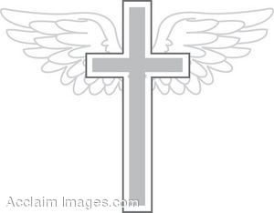 Silver Cross With Wings Clip Art
