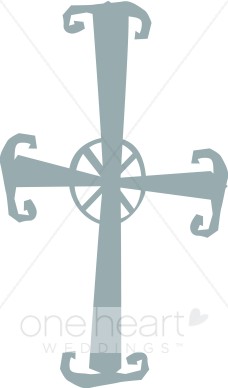 Stylzied Silver Cross Symbol   Cross Wedding Clipart