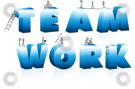 Teamwork  Stock Vector Clipart Doodle Cartoons Climbing Word Teamwork