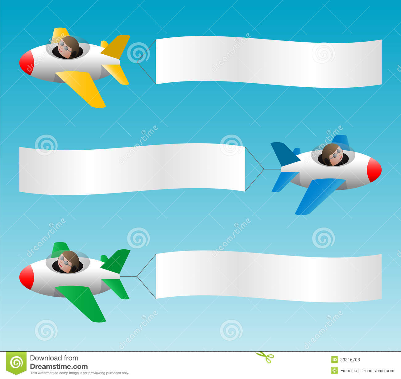 Three Planes Pull Banners Royalty Free Stock Photos   Image  33316708