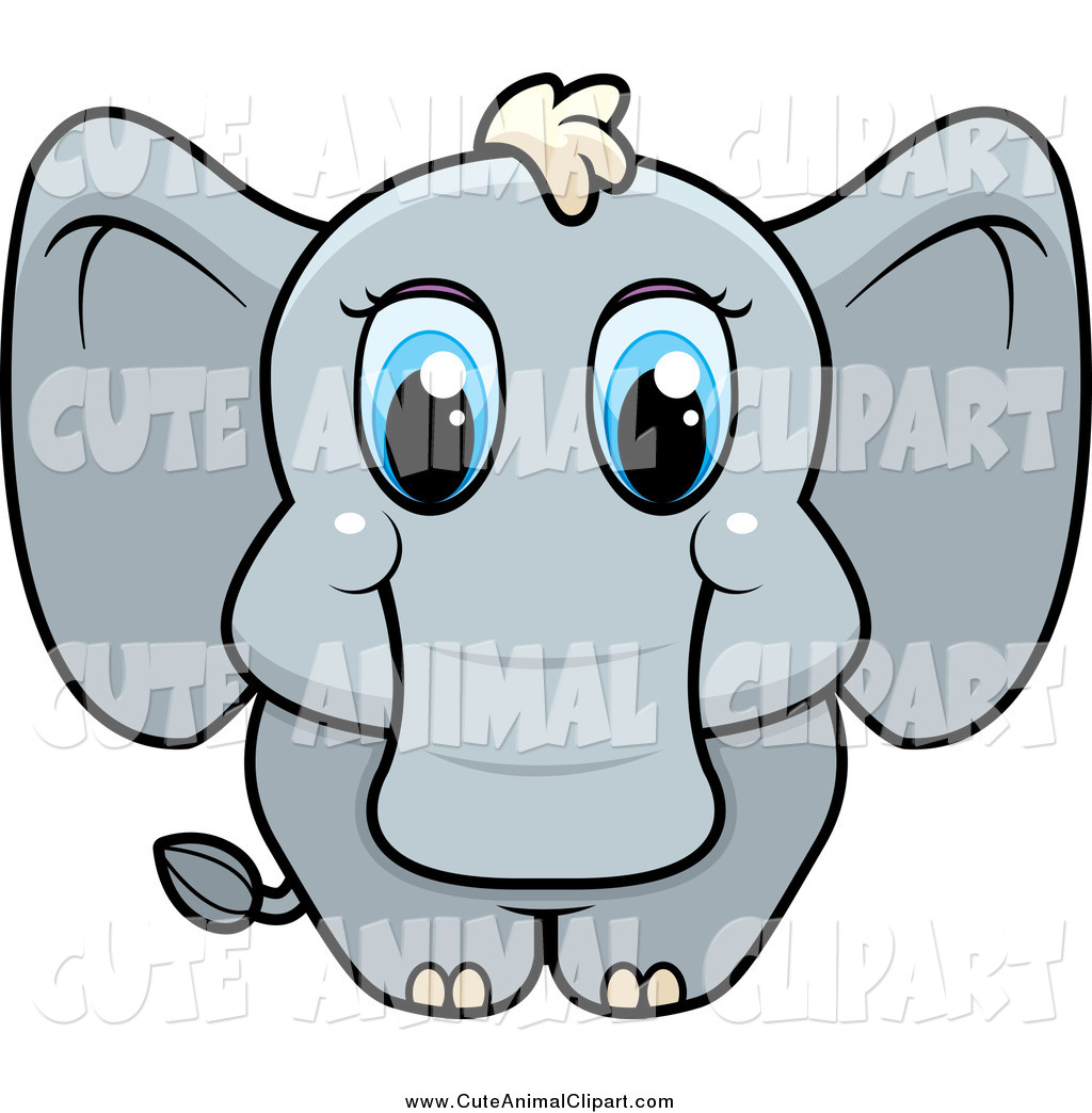 Vector Cartoon Clip Art Of A Cute Baby Elephant With Blue Eyes