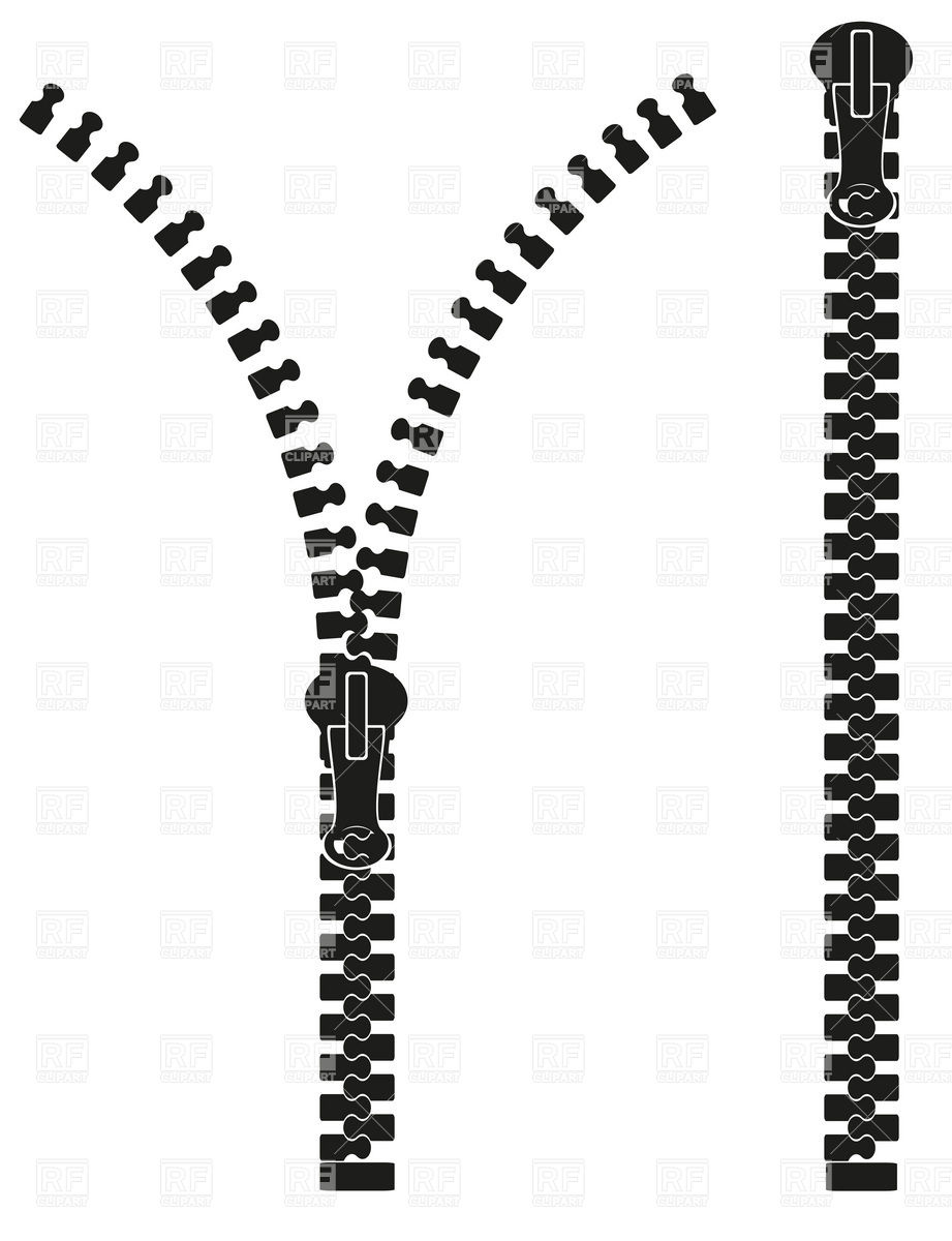 Zipper Silhouette   Closed And Opened Download Royalty Free Vector