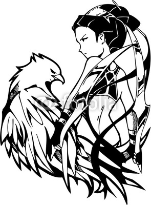 29258252 Girl With A Hunting Falcon Anime Girls Digital Clipart See    